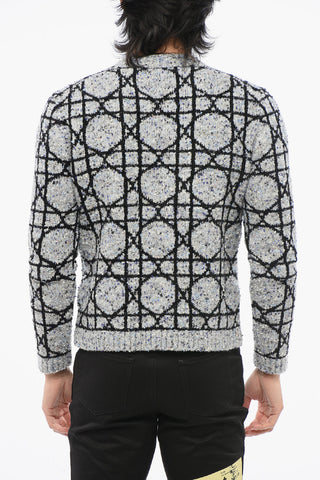 Crew Neck Lurex Pullover with Geometric Pattern