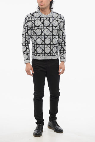 Crew Neck Lurex Pullover with Geometric Pattern