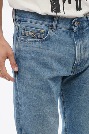 Slim-Fit Cotton Jeans Medium Wash 17cm