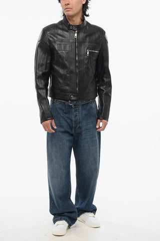 Leather Jacket with Zip Sleeves