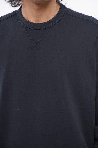 Solid Color Brushed Cotton Crewneck Sweatshirt