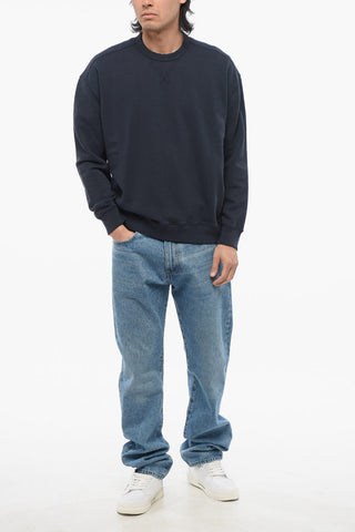 Solid Color Brushed Cotton Crewneck Sweatshirt
