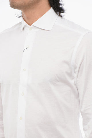 Camicia in Jersey a Tinta Unita con Collo Francese
