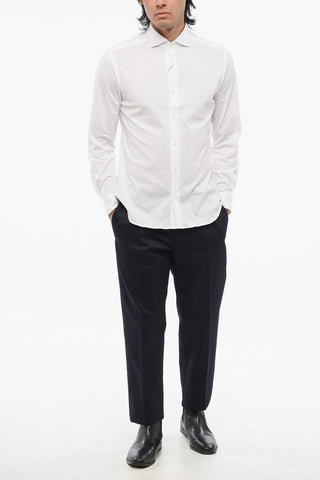 Camicia in Jersey a Tinta Unita con Collo Francese