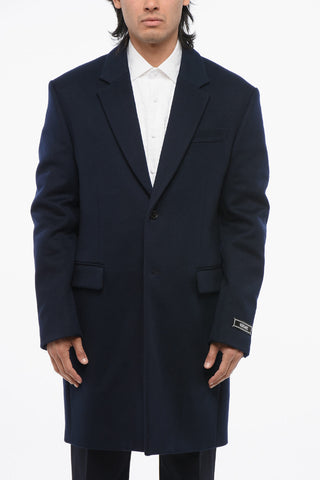 Wool and Cashmere Single-Breasted Coat with Flap Pockets