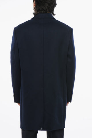 Wool and Cashmere Single-Breasted Coat with Flap Pockets