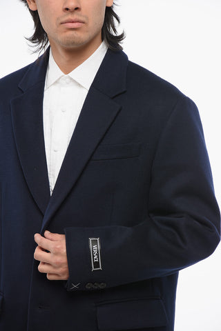Wool and Cashmere Single-Breasted Coat with Flap Pockets