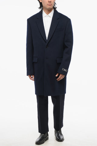 Wool and Cashmere Single-Breasted Coat with Flap Pockets