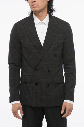 Blazer Doppiopetto con Fantasia a Quadri