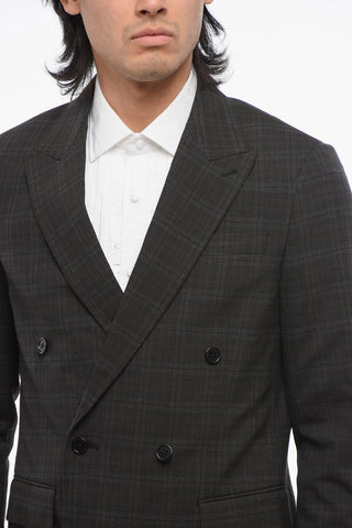 Blazer Doppiopetto con Fantasia a Quadri