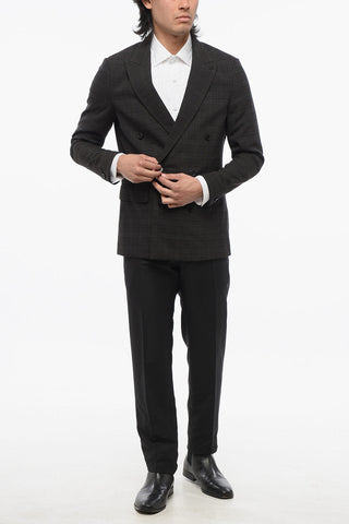 Blazer Doppiopetto con Fantasia a Quadri