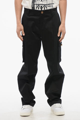 Cotton Cargo Pants with Front Pleat