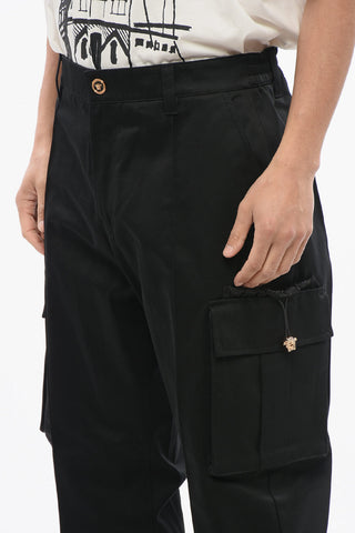 Cotton Cargo Pants with Front Pleat