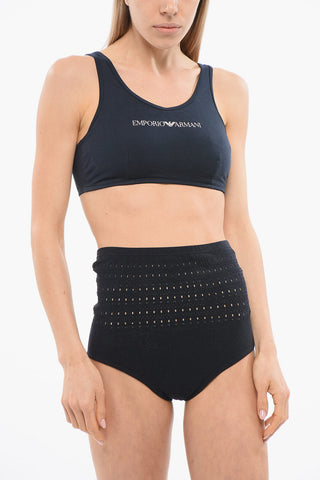 EMPORIO Reggiseno Sportivo in Cotone Stretch con Logo Stampato
