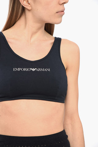 EMPORIO Reggiseno Sportivo in Cotone Stretch con Logo Stampato