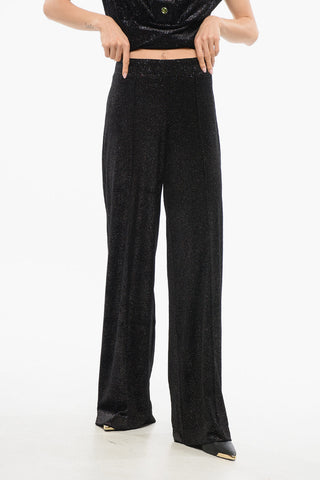 Pantaloni in Velluto con Effetto Glitterato