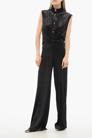 Pantaloni in Velluto con Effetto Glitterato