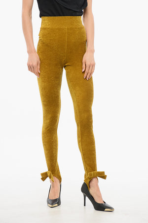 Legging con Staffe in Velluto