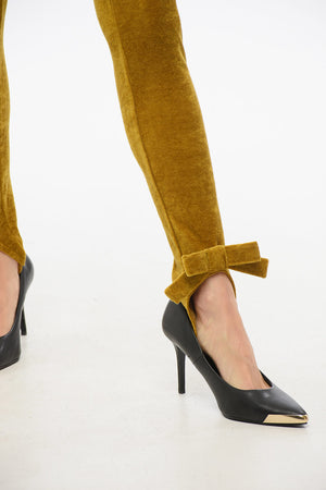 Legging con Staffe in Velluto