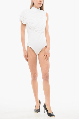 Body Drappeggiato a Collo Alto