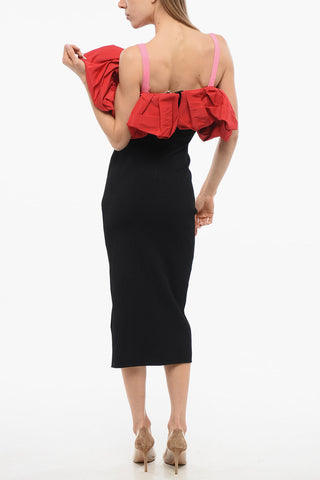 Knitted Cold-Shoulder Dress with Ruffled Detail