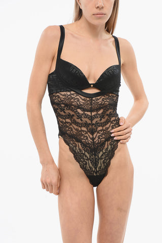 Body In Pizzo con Parte Superiore Logata e Dettaglio Cut-Out