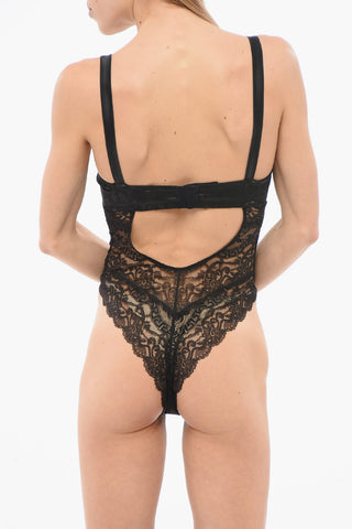 Body In Pizzo con Parte Superiore Logata e Dettaglio Cut-Out
