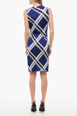 Silk Sleeveless Dress with Checkered Motif