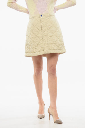 Quilted Mini Skirt with Hidden Button Closure