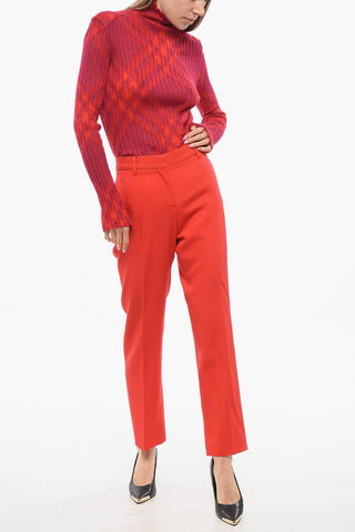Pantaloni in Lana Crop con Pince