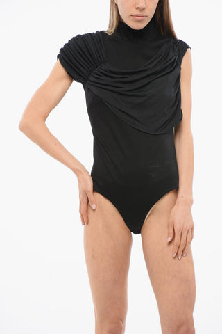 Body Drappeggiato a Collo Alto