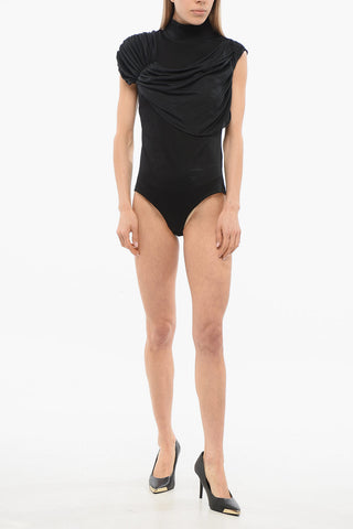 Body Drappeggiato a Collo Alto