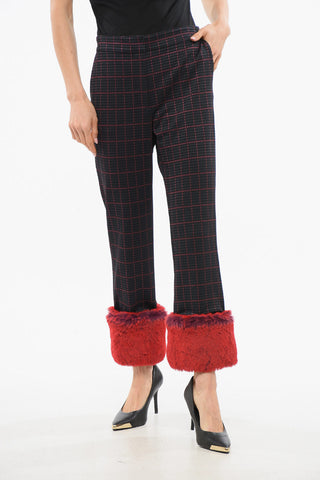 EVERYWEAR Cropped-Hose mit Kunstpelzsaum
