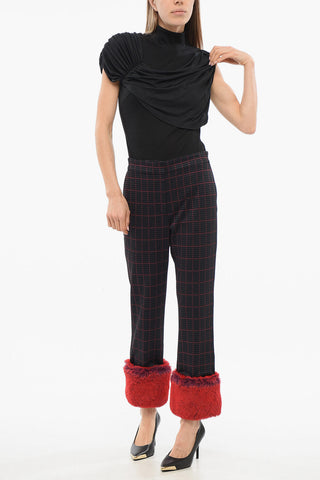 EVERYWEAR Cropped-Hose mit Kunstpelzsaum