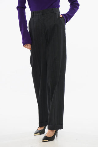 Pantaloni in Lana con Gamba Ampia