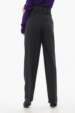 Pantaloni in Lana con Gamba Ampia