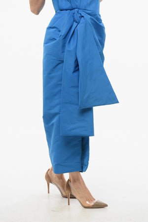 Midi Draped Dress with Front Slit