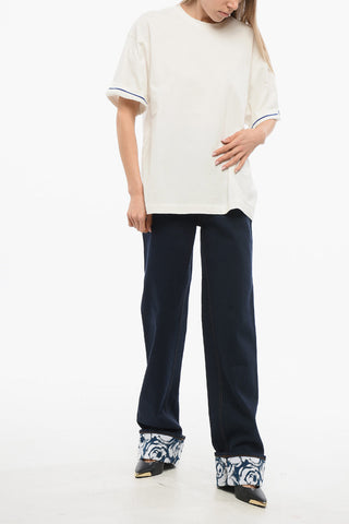 Crew Neck Dropped Shoulder Cotton T-Shirt