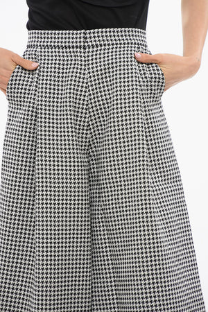 Pantaloni Crop Pied de Poule con Pince