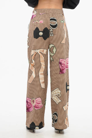 Wide Leg Pants with Bow Print