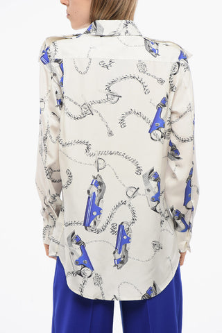 Camicia in Seta Stampata con Stemma sulla Spalla