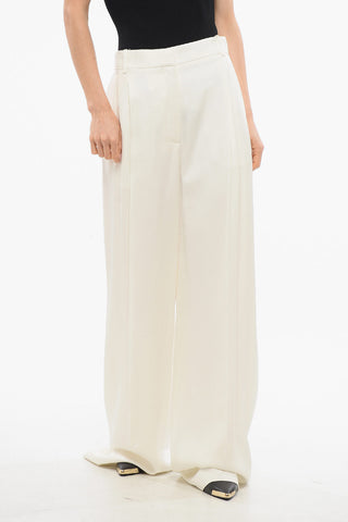 Single-pleated Viscose Satin Palazzo Pants