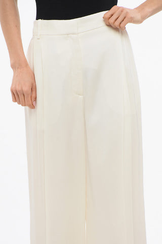 Single-pleated Viscose Satin Palazzo Pants