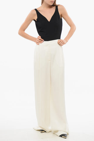 Single-pleated Viscose Satin Palazzo Pants