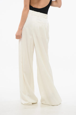Single-pleated Viscose Satin Palazzo Pants