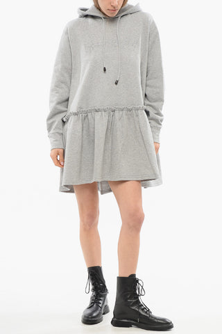 Fleece Hoodie Dress with Volant