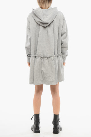 Fleece Hoodie Dress with Volant