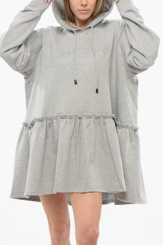 Fleece Hoodie Dress with Volant