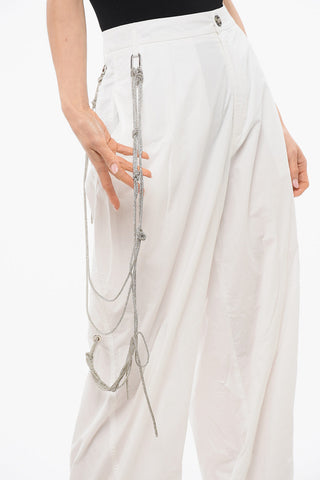 Cotton PHEBE Single Pleat Pants with Rhineston Chain Detail