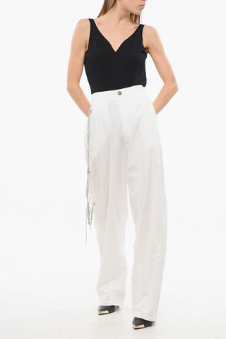 Cotton PHEBE Single Pleat Pants with Rhineston Chain Detail